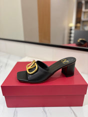 VALENTINO 26S HIGH-HEEL SANDALS 60 MM IN BLACK CALFSKIN WITH GOLD HARDWARE