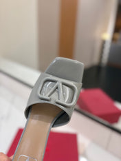 VALENTINO 26S HIGH-HEEL SANDALS 60 MM IN GREY PATENT CALFSKIN