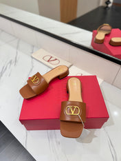 VALENTINO 26S SANDALS IN BROWN SMOOTH CALFSKIN WITH GOLD HARDWARE