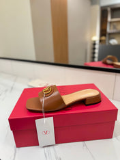 VALENTINO 26S SANDALS IN BROWN SMOOTH CALFSKIN WITH GOLD HARDWARE