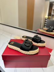 VLTN ESPADRILLE SLIDES 25S IN BLACK LAMBSKIN STYLE 11