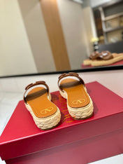 VLTN ESPADRILLE SLIDES 25S IN LIGHT BROWN LAMBSKIN STYLE 7