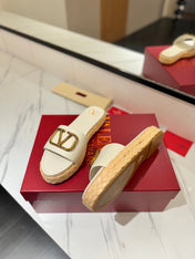 VLTN ESPADRILLE SLIDES 25S IN WHITE LAMBSKIN STYLE 3