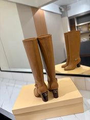 VALENTINO 25S GARAVANI PATTIE KNEE-HIGH BOOTS 80 MM IN BROWN CALFSKIN