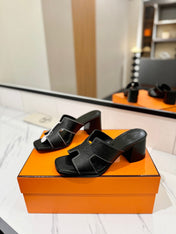 HM 26S HELIA SANDAL 70MM IN BLACK EPSOM CALFSKIN