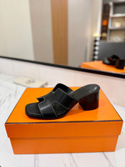 HM 26S HELIA SANDAL 70MM IN BLACK CALFSKIN