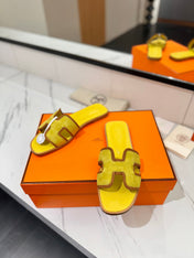 HM 26S ORAN SANDALS IN YELLOW SUEDE WITH TAN BOWN BRAIDED TRIM