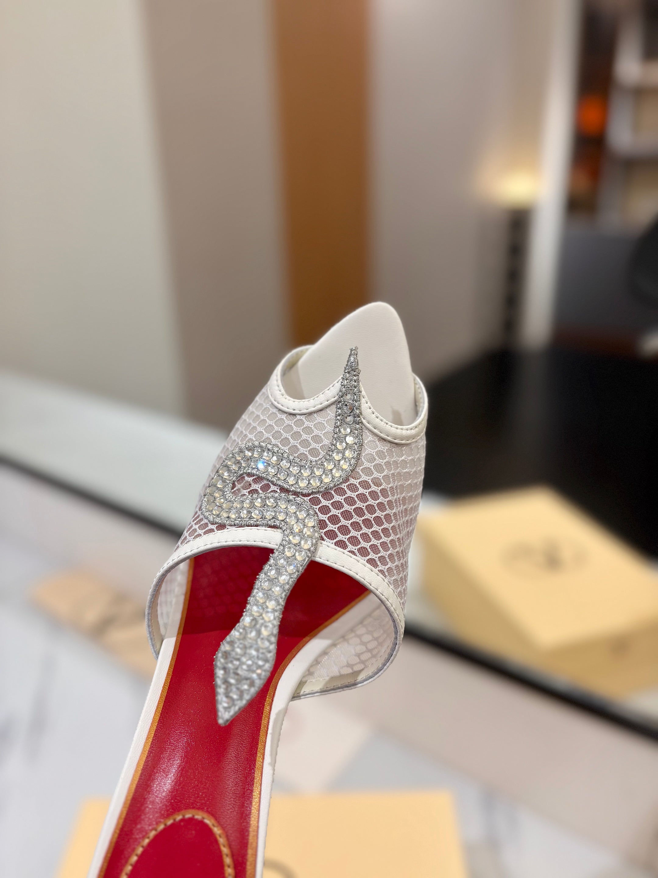 VALENTINO 26S SNAKE STRAP SANDALS 100 MM IN WHITE CALFSKIN AND MESH