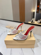 VALENTINO 26S SNAKE STRAP SANDALS 100 MM IN WHITE CALFSKIN AND MESH