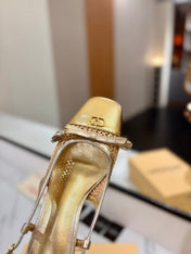 VALENTINO 26S HEELED SLINGBACKS 60 MM IN GOLD CALFSKIN