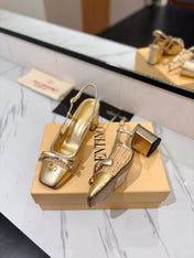 VALENTINO 26S HEELED SLINGBACKS 60 MM IN GOLD CALFSKIN