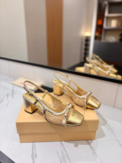 VALENTINO 26S HEELED SLINGBACKS 60 MM IN GOLD CALFSKIN
