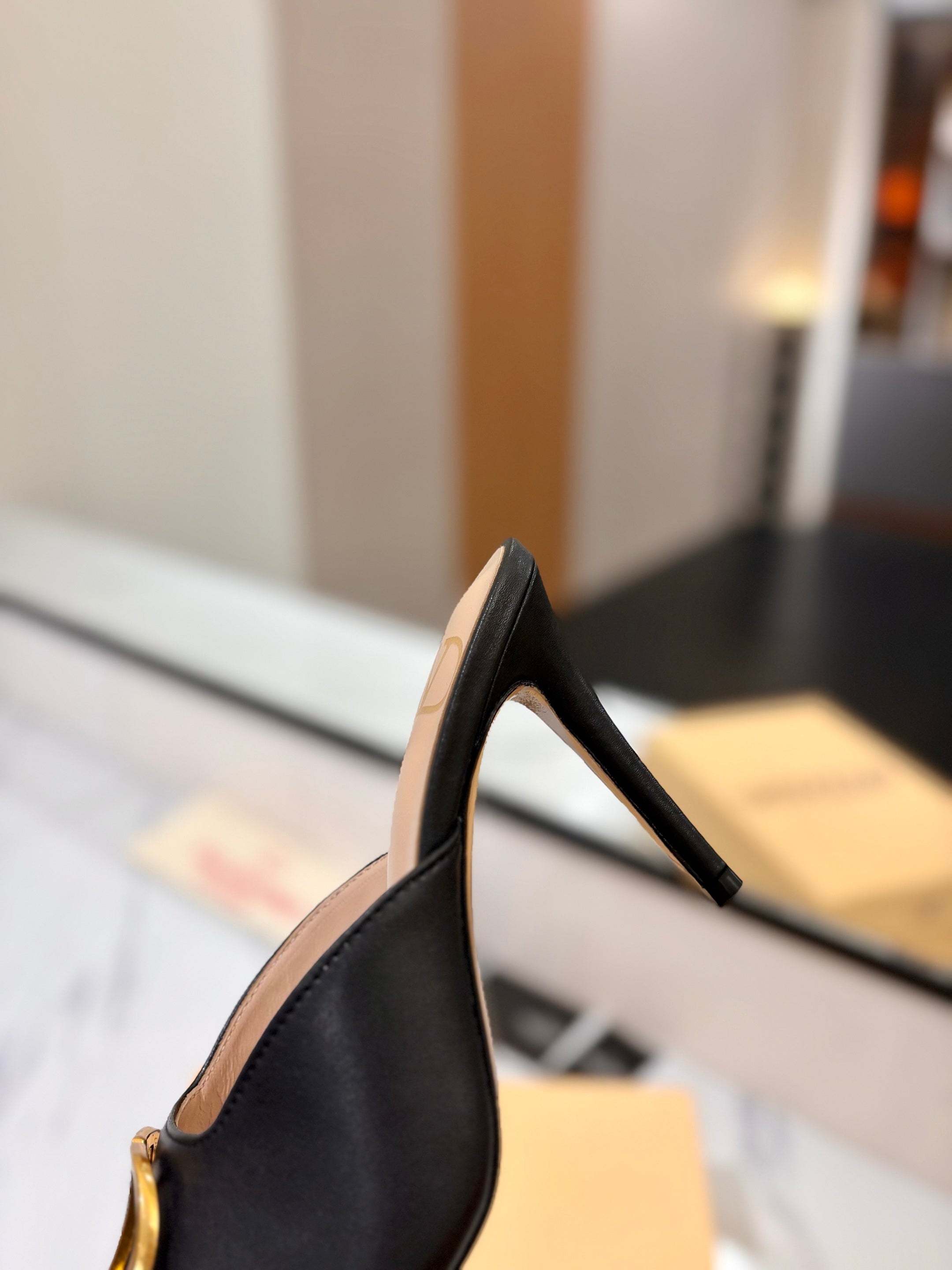 VALENTINO 26S HEEL SANDALS 100 MM IN BLACK CALFSKIN WITH GOLD HARDWARE