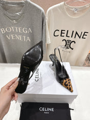 JUDY CAP TOE SLINGBACK 65MM IN BLACK PATENT CALFSKIN AND LEOPARD PRINTED HAIRY CALFSKIN