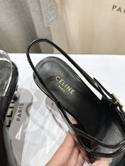 JUDY DOUBLE STRAP MARY JANE SLINGBACK 65MM IN BLACK PATENT CALFSKIN AND LEOPARD PRINTED HAIRY CALFSKIN