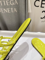 LOEWE 26S PETAL ANAGRAM SLIDE IN LEMON YELLOW CALFSKIN