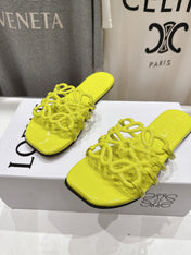 LOEWE 26S PETAL ANAGRAM SLIDE IN LEMON YELLOW CALFSKIN