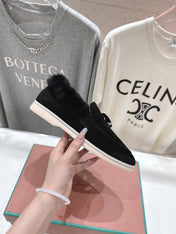 LP 25S SUMMER CHARMS WALK LOAFERS IN BLACK SUEDE AND FLEECE