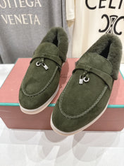 LP 25S SUMMER CHARMS WALK LOAFERS IN DARK OLIVE SUEDE AND FLEECE