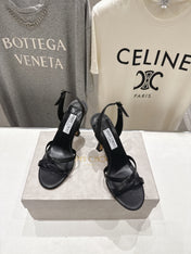 JIMMY CHOO 26S HIGH-HEELED SANDALS 100 MM IN BLACK LAMBSKIN
