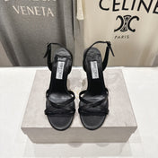 JIMMY CHOO 26S HIGH-HEELED SANDALS 100 MM IN BLACK LAMBSKIN