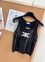 CELINE 26S SEQUIN KNIT TANK TOP 142