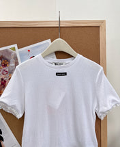 MIUMIU 26S LACE TRIM KNIT CROPPED TOP 1190