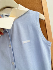 MIUMIU 26S SLEEVELESS KNIT POLO TOP 1375