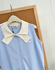 MIUMIU 26S SLEEVELESS KNIT POLO TOP 1375