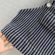 CC 25 Short Suspender Vest Dark Blue mix White Cotton