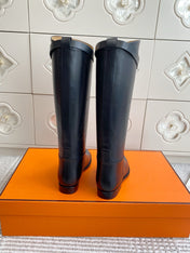 HM 25S JUMPING BOOTS IN BLACK LAMBSKIN WITH SILVER HARDWARE