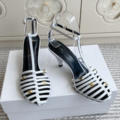 CELINE 26S CLEA TRIOMPHE GLADIATOR HEEL SANDALS 60 MM IN WHITE LAMBSKIN