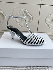 CELINE 26S CLEA TRIOMPHE GLADIATOR HEEL SANDALS 60 MM IN WHITE LAMBSKIN