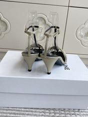 CELINE 26S CLEA TRIOMPHE GLADIATOR HEEL SANDALS 60 MM IN CHAMPAGNE GOLD LAMBSKIN