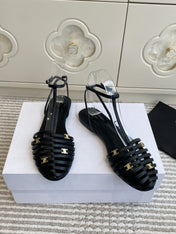 CELINE 26S CLEA TRIOMPHE GLADIATOR SANDALS IN BLACK LAMBSKIN
