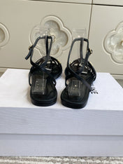 CELINE 26S CLEA TRIOMPHE GLADIATOR SANDALS IN BLACK LAMBSKIN