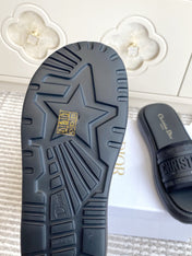 DIOR 26S DWAY SLIDES IN BLACK RUBBER SOLE