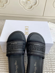 DIOR 26S DWAY SLIDES IN BLACK RUBBER SOLE