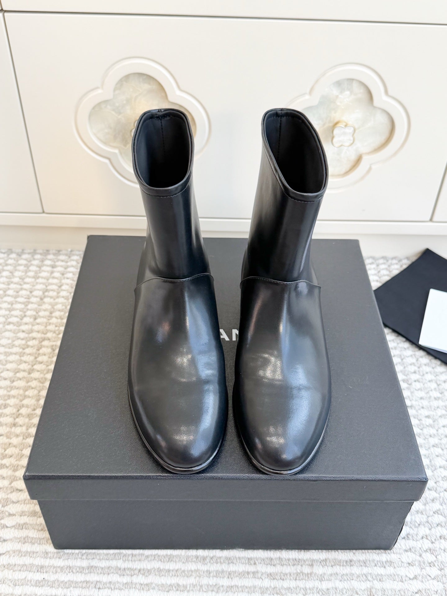 CHANEL 26S SHORT BOOTS IN BLACK CALFSKIN