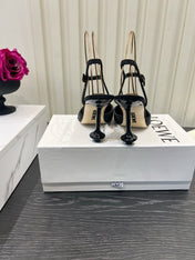 LOEWE 26S EMBELLISHED HIGH HEELS 60 MM IN BLACK CALFSKIN