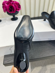 LOEWE 26S HEELED MULES IN BLACK CALFSKIN