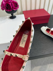 VALENTINO 26S STUD-EMBELLISHED MARY JANE IN WHITE CALFSKIN