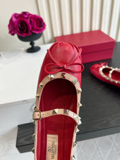 VALENTINO 26S STUD-EMBELLISHED MARY JANE IN RED CALFSKIN