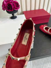 VALENTINO 26S STUD-EMBELLISHED MARY JANE IN RED CALFSKIN