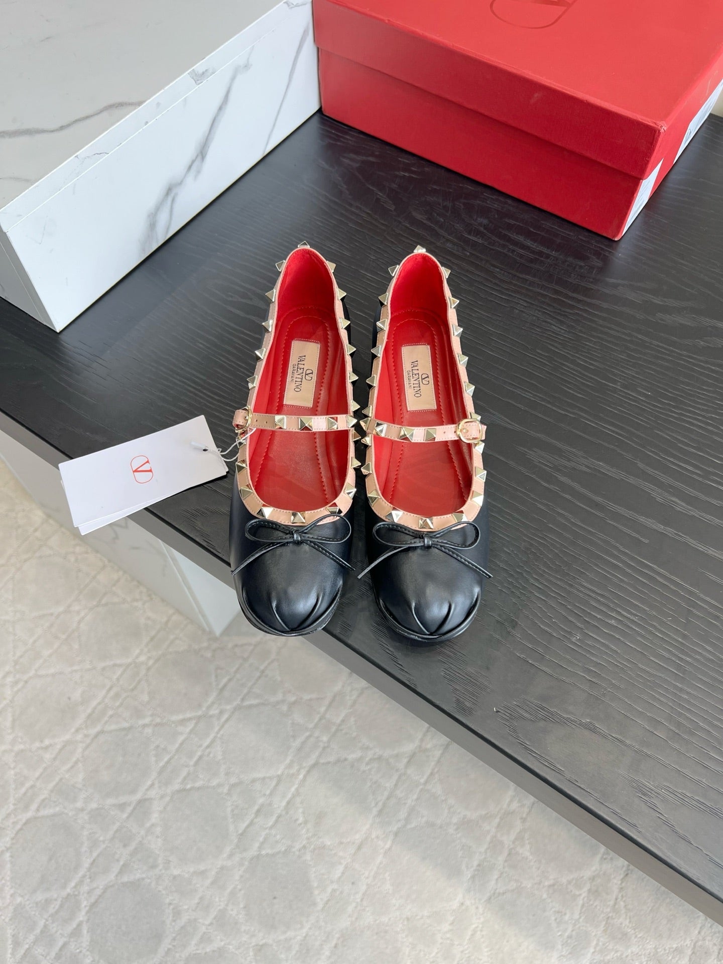 VALENTINO 26S STUD-EMBELLISHED MARY JANE IN BLACK CALFSKIN