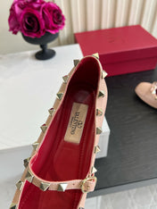 VALENTINO 26S STUD-EMBELLISHED MARY JANE IN NUDE CALFSKIN