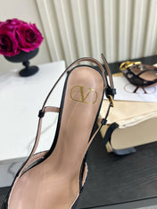 VALENTINO 26S SLINGBACKS 75 MM IN BLACK FABRIC LACE