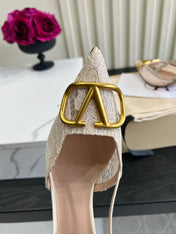 VALENTINO 26S SLINGBACKS 75 MM IN IVORY FABRIC LACE