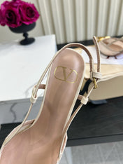 VALENTINO 26S SLINGBACKS 75 MM IN IVORY FABRIC LACE