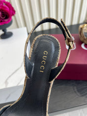 GUCCI 26S HORSEBIT GG SANDALS 105 MM IN BEIGE CANVAS